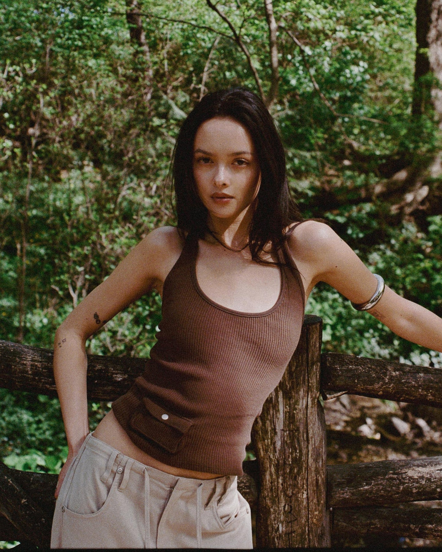 POCKET tank - chocolate brown