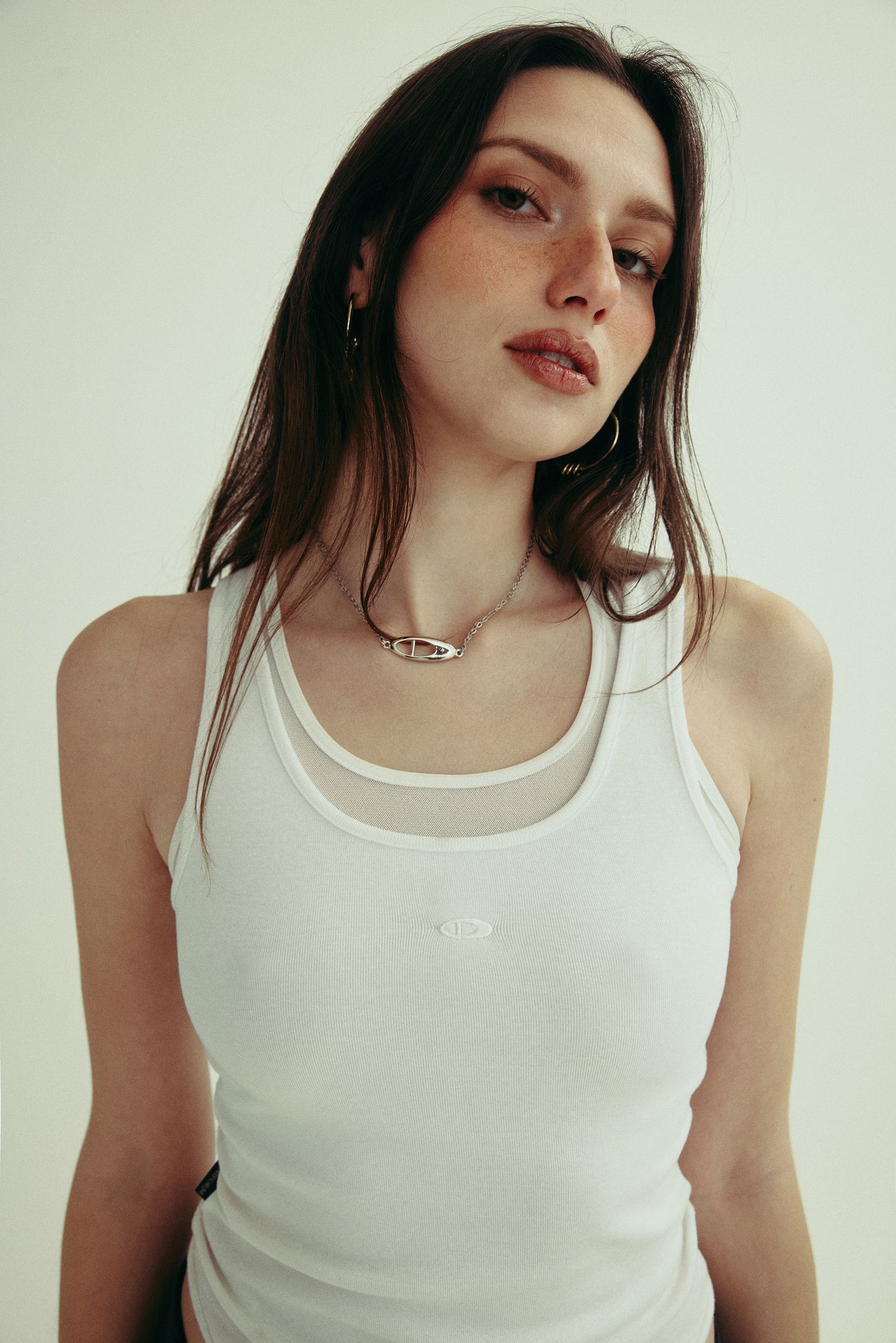 PURA sheer mesh layer tank - blanc