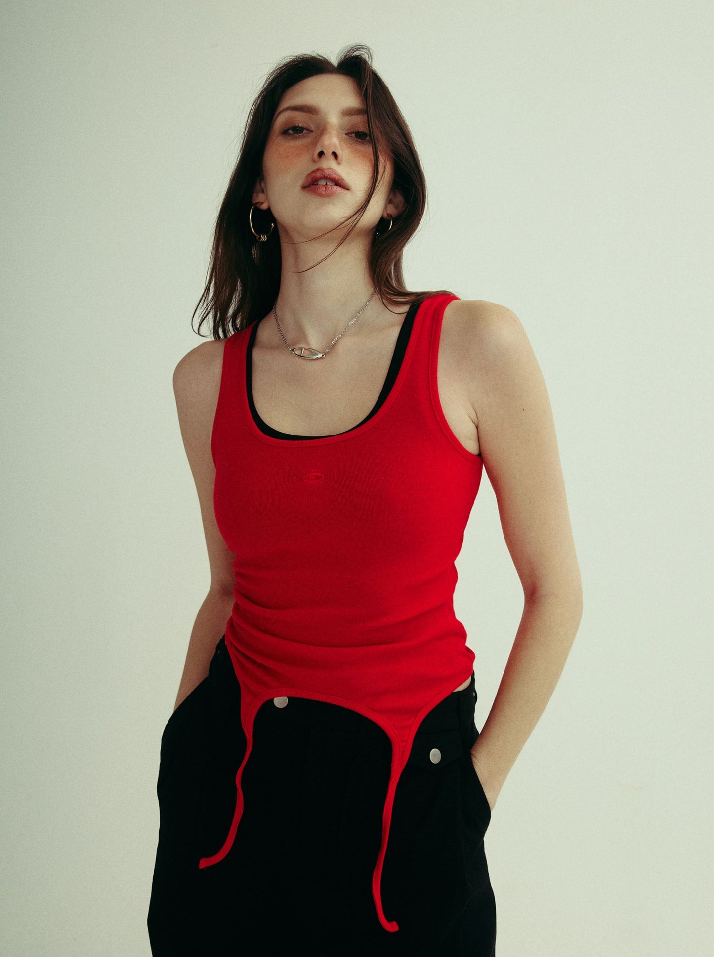 PURA sheer mesh layer tank - ONYX