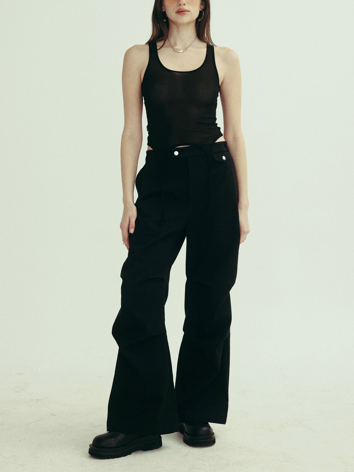 PURA sheer mesh layer tank - ONYX