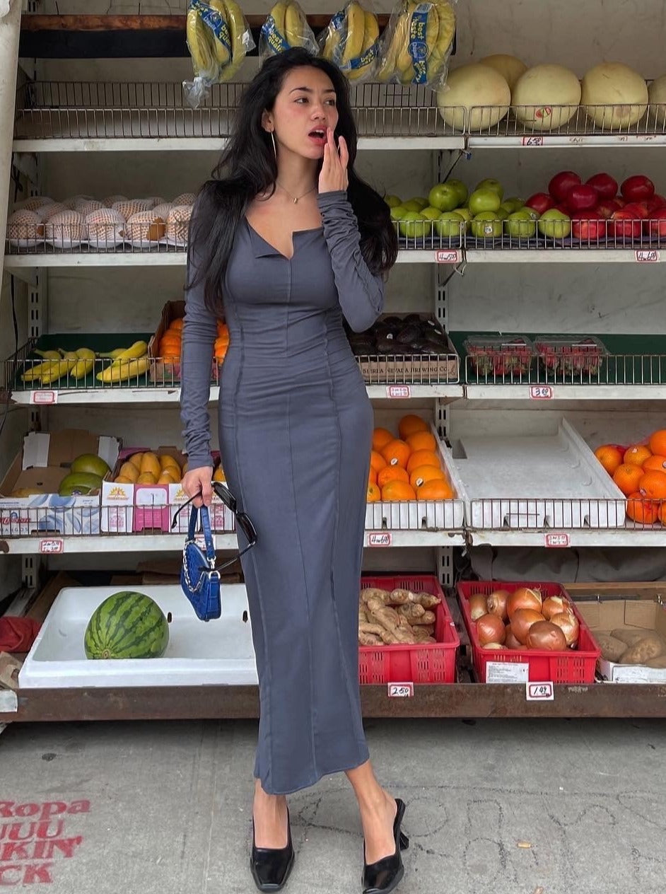 LAGOM LITE long dress - blue grey