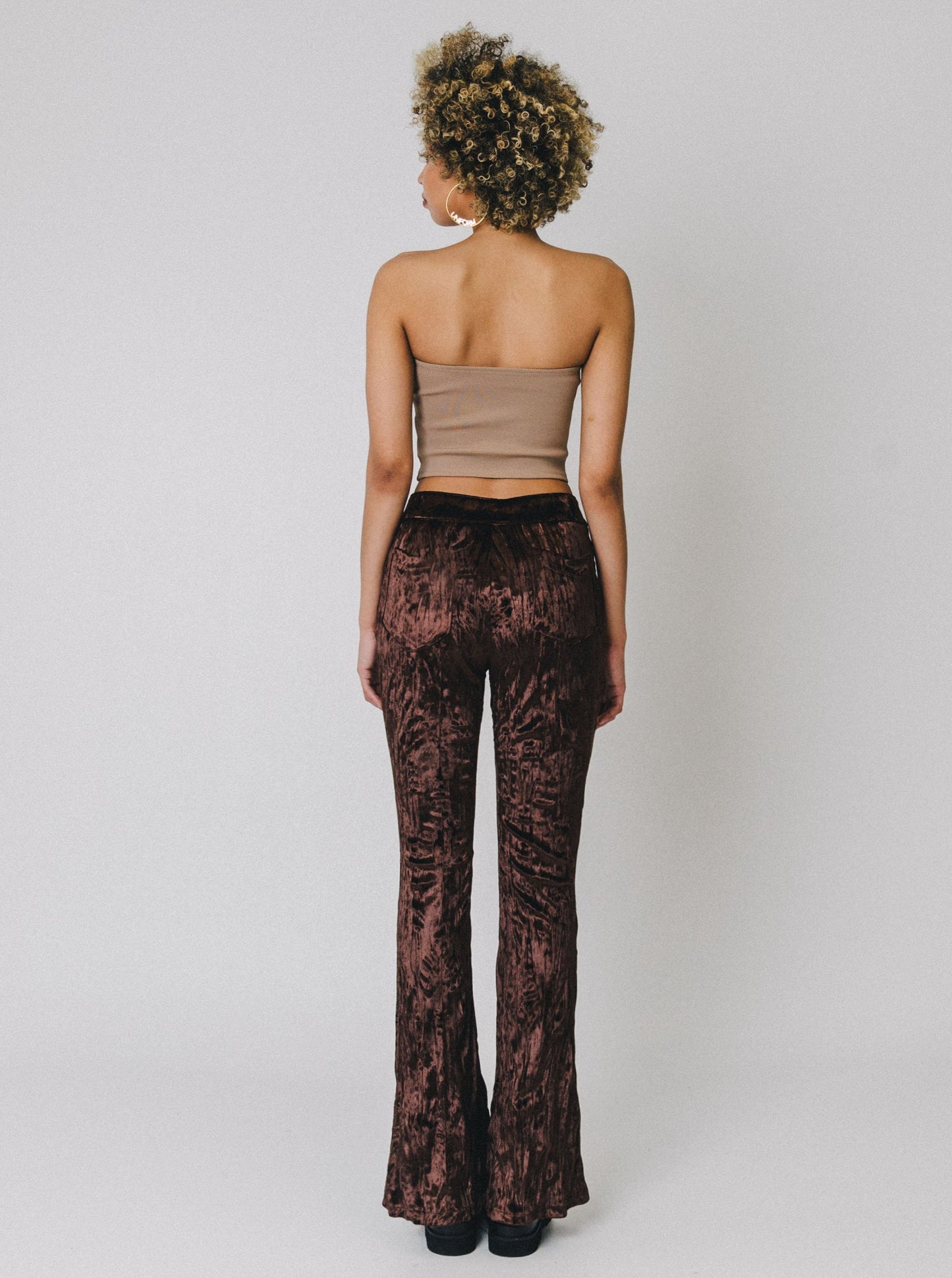 DEVON crushed velvet pants - BROWN