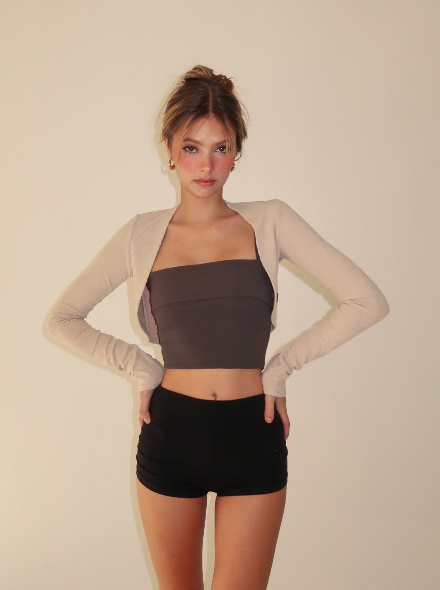 *restocked* NADIA ribbed terry cardigan - beige