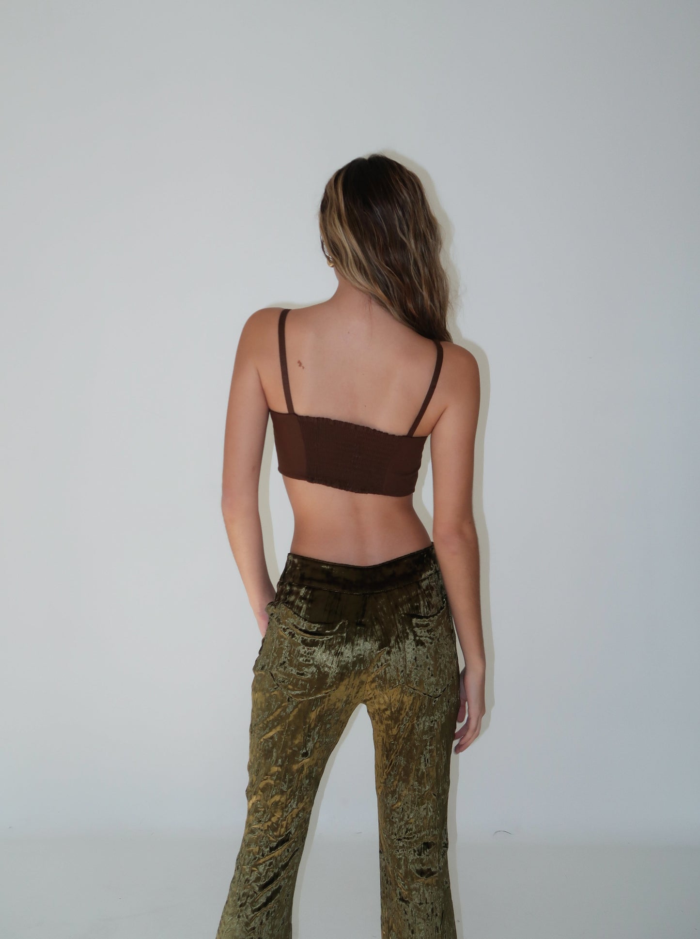 DEVON crushed velvet pants - GREEN