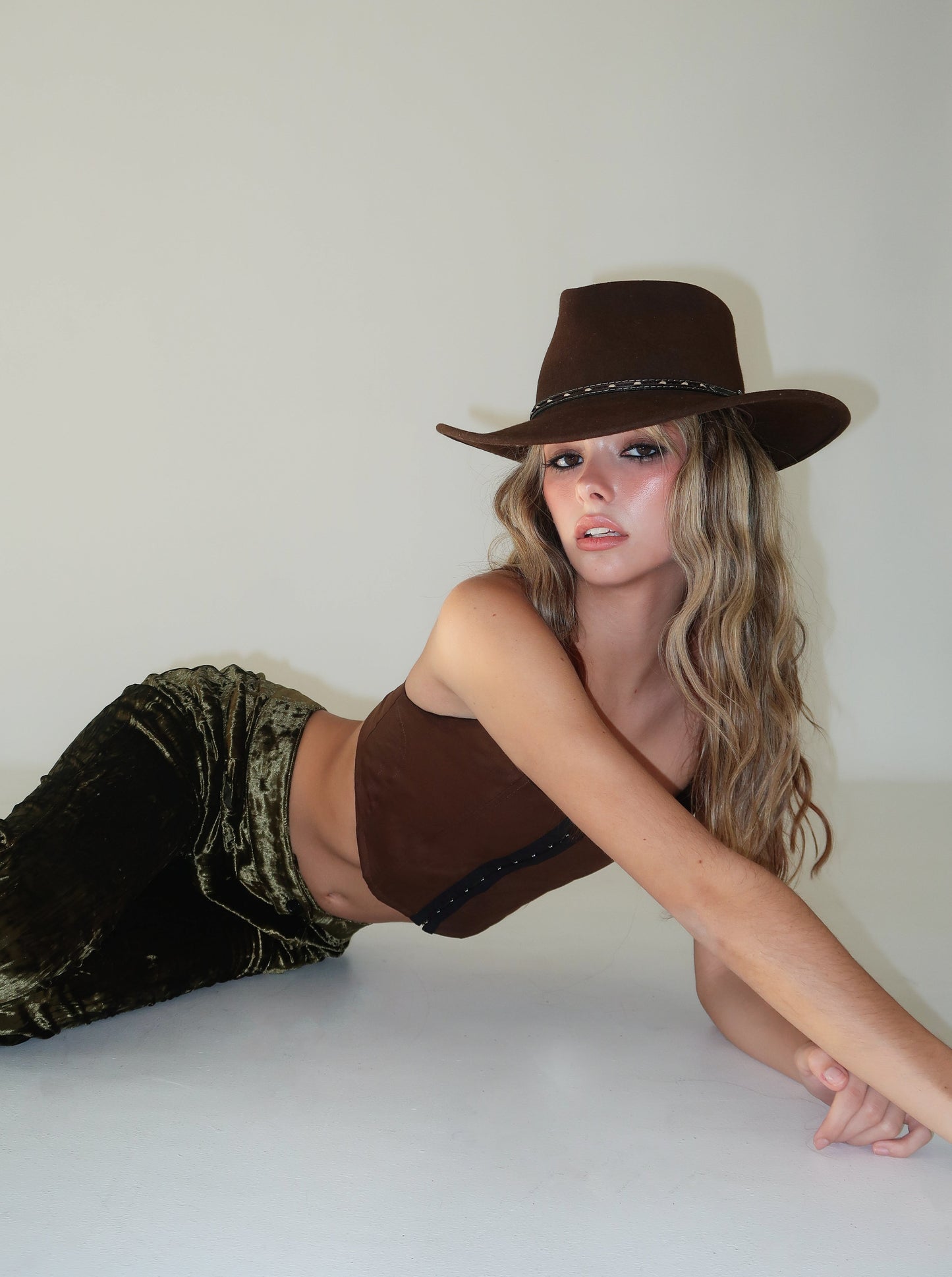 DEVON crushed velvet pants - GREEN