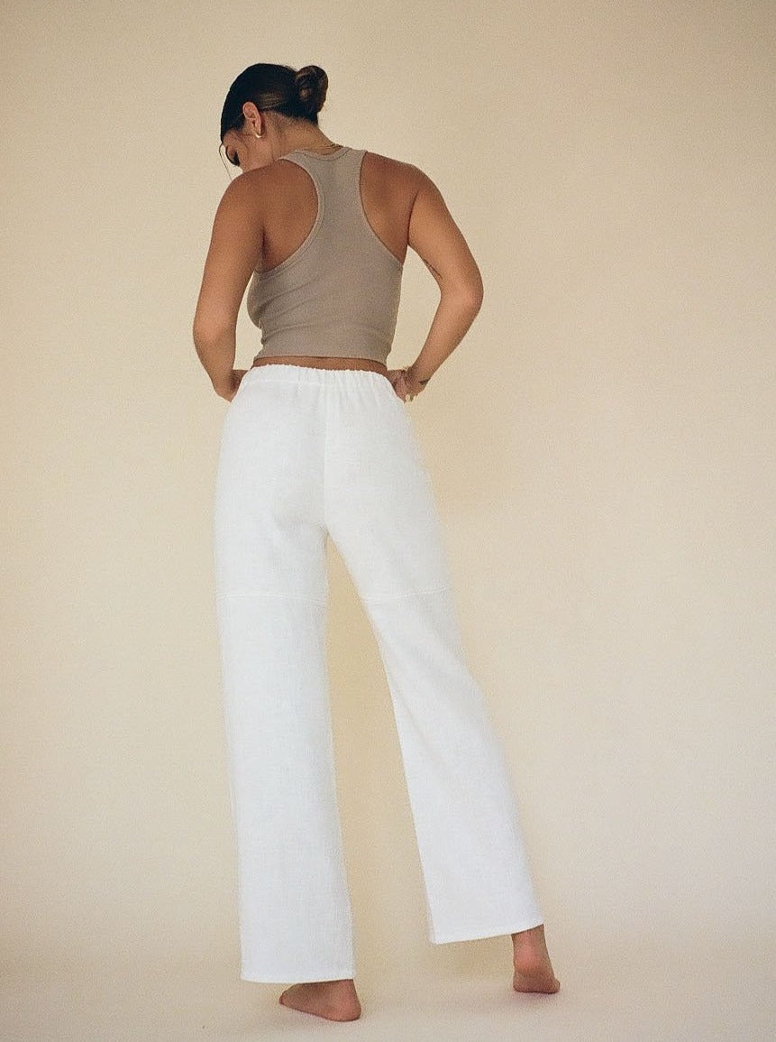 ASHER linen work pants - ivory