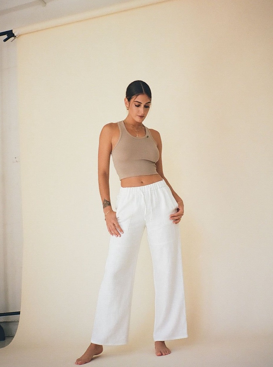 ASHER linen work pants - ivory