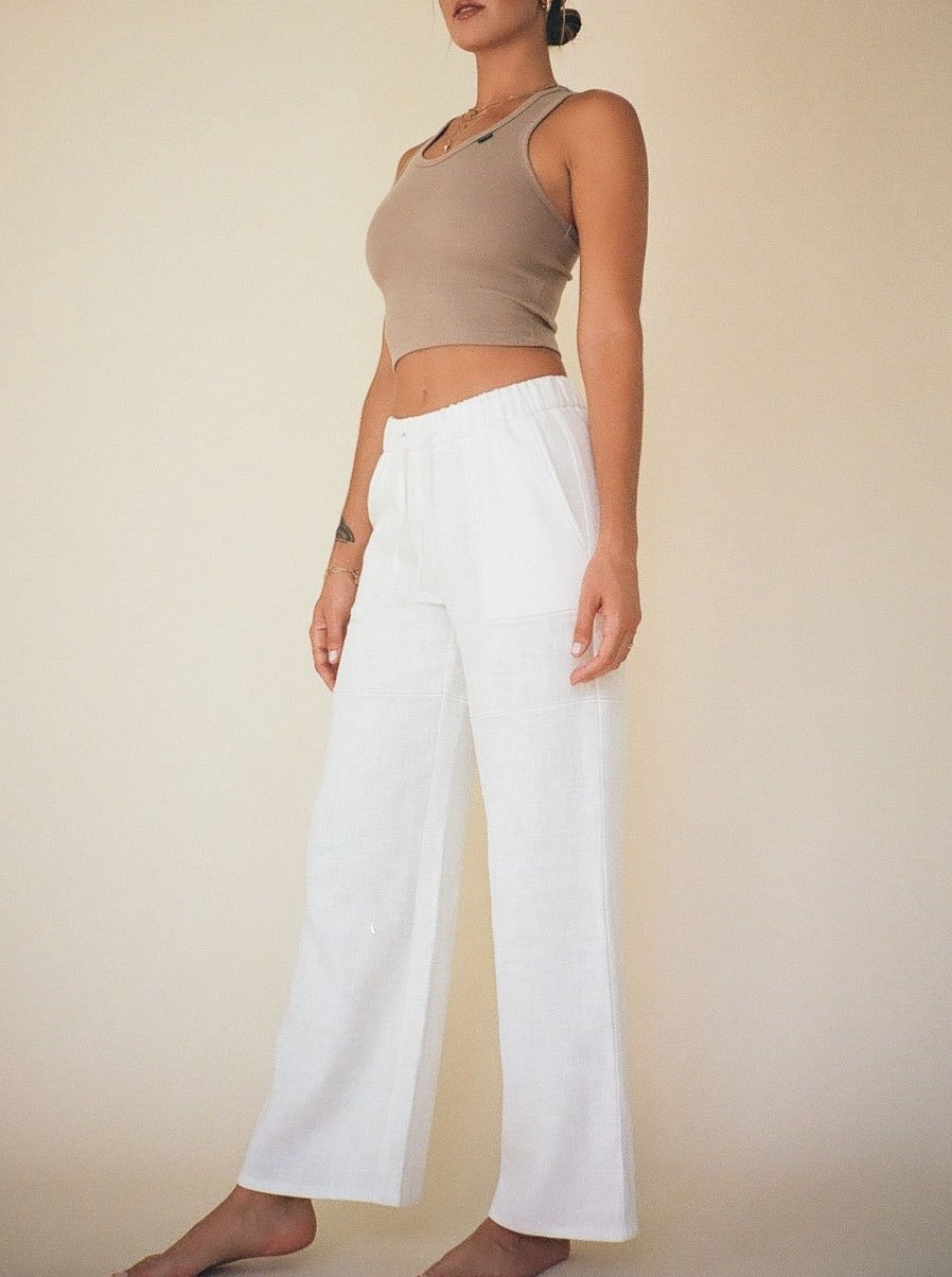 ASHER linen work pants - ivory