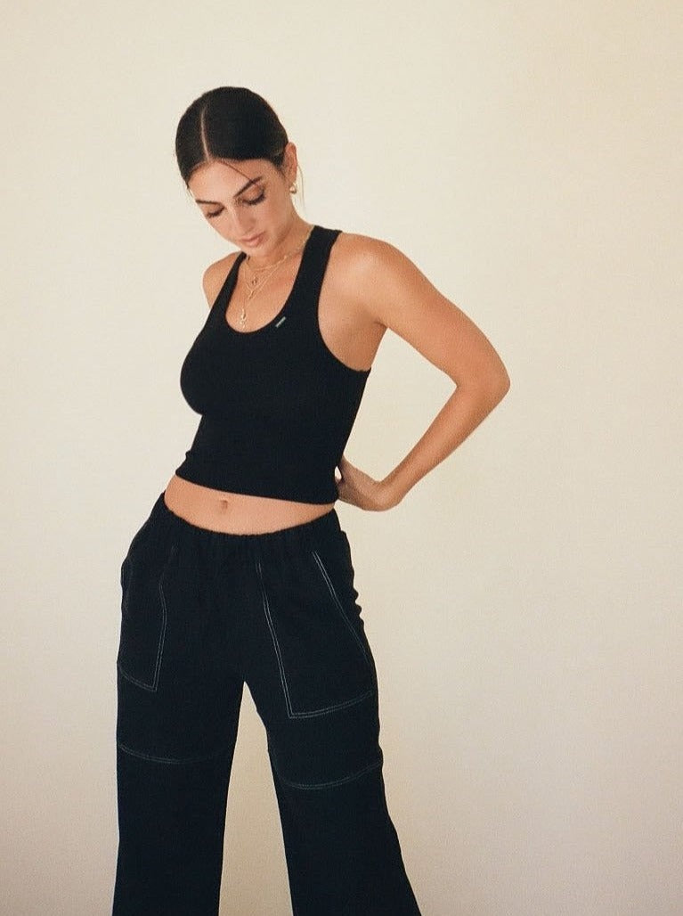 ASHER linen work pants - black