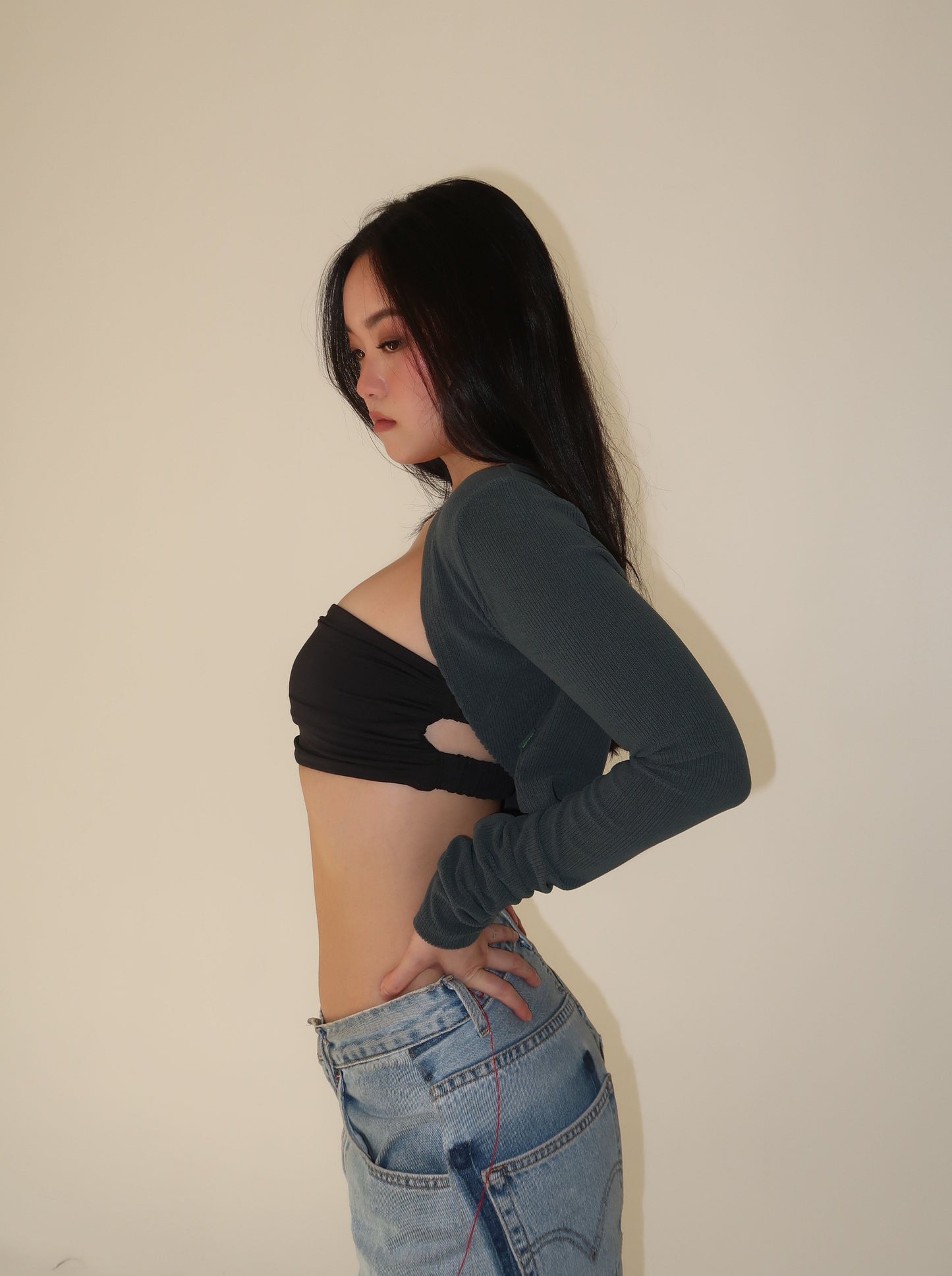 *new color* NADIA ribbed terry cardigan - green