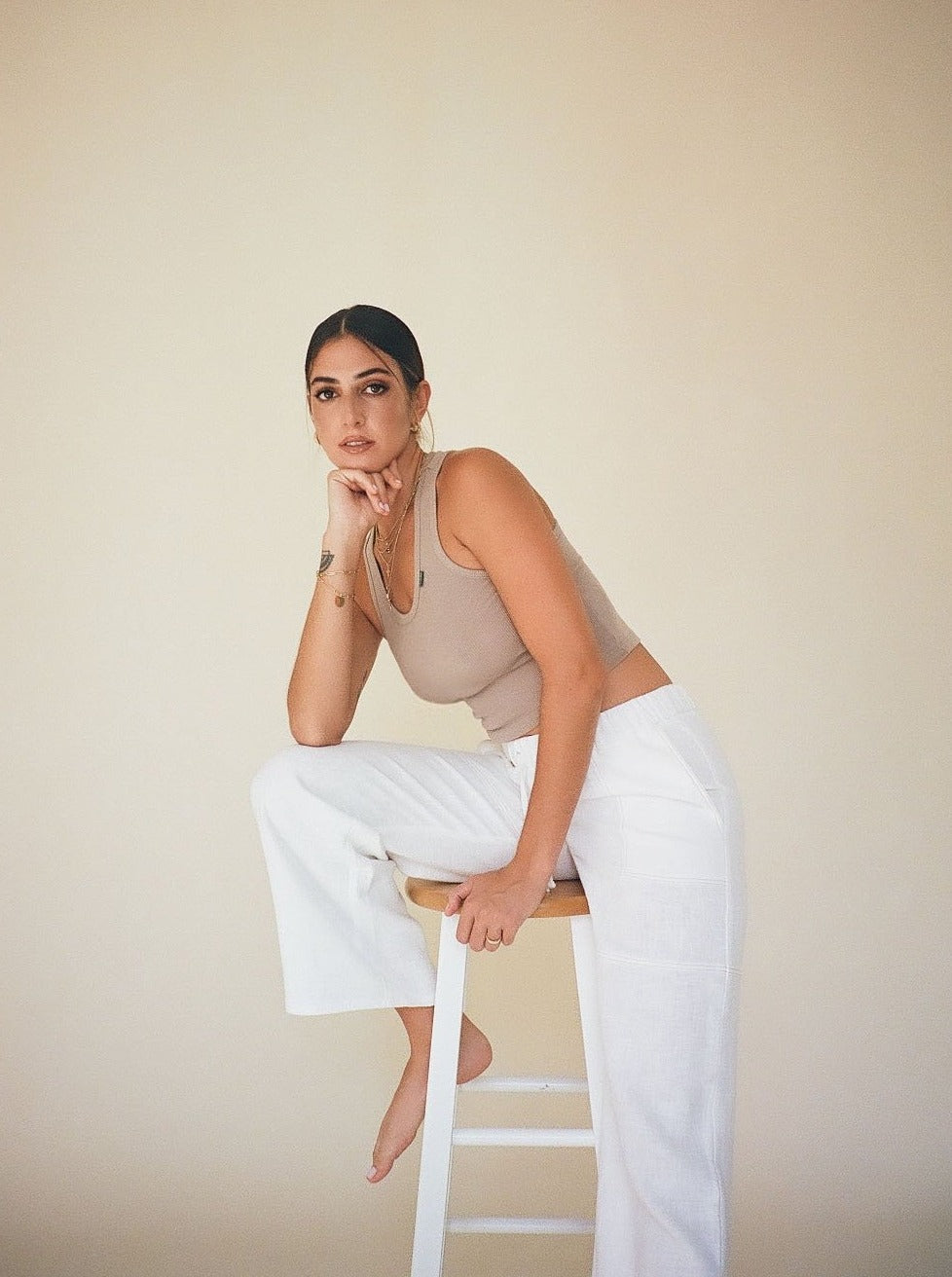 ASHER linen work pants - ivory