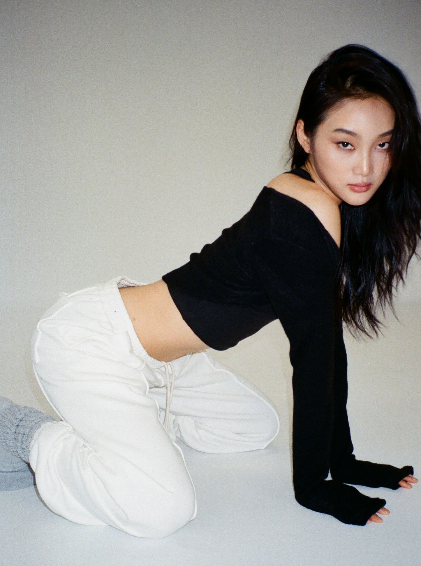 MARION oversized pintuck sweatpants - powder white