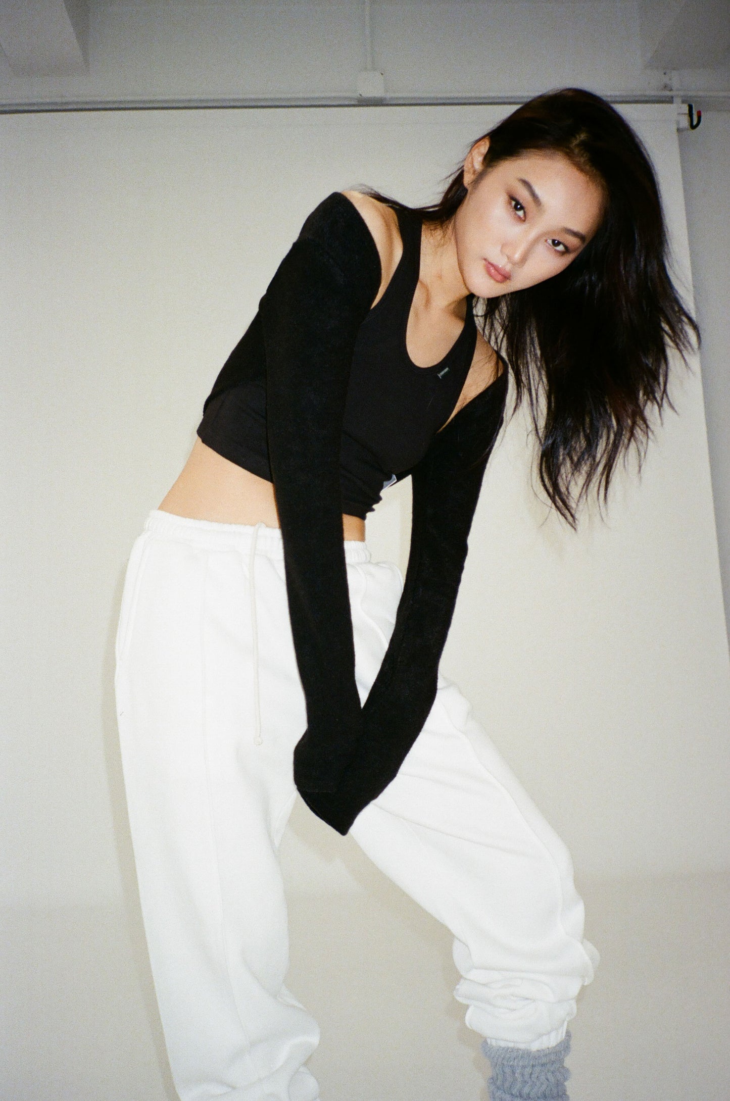 MARION oversized pintuck sweatpants - powder white