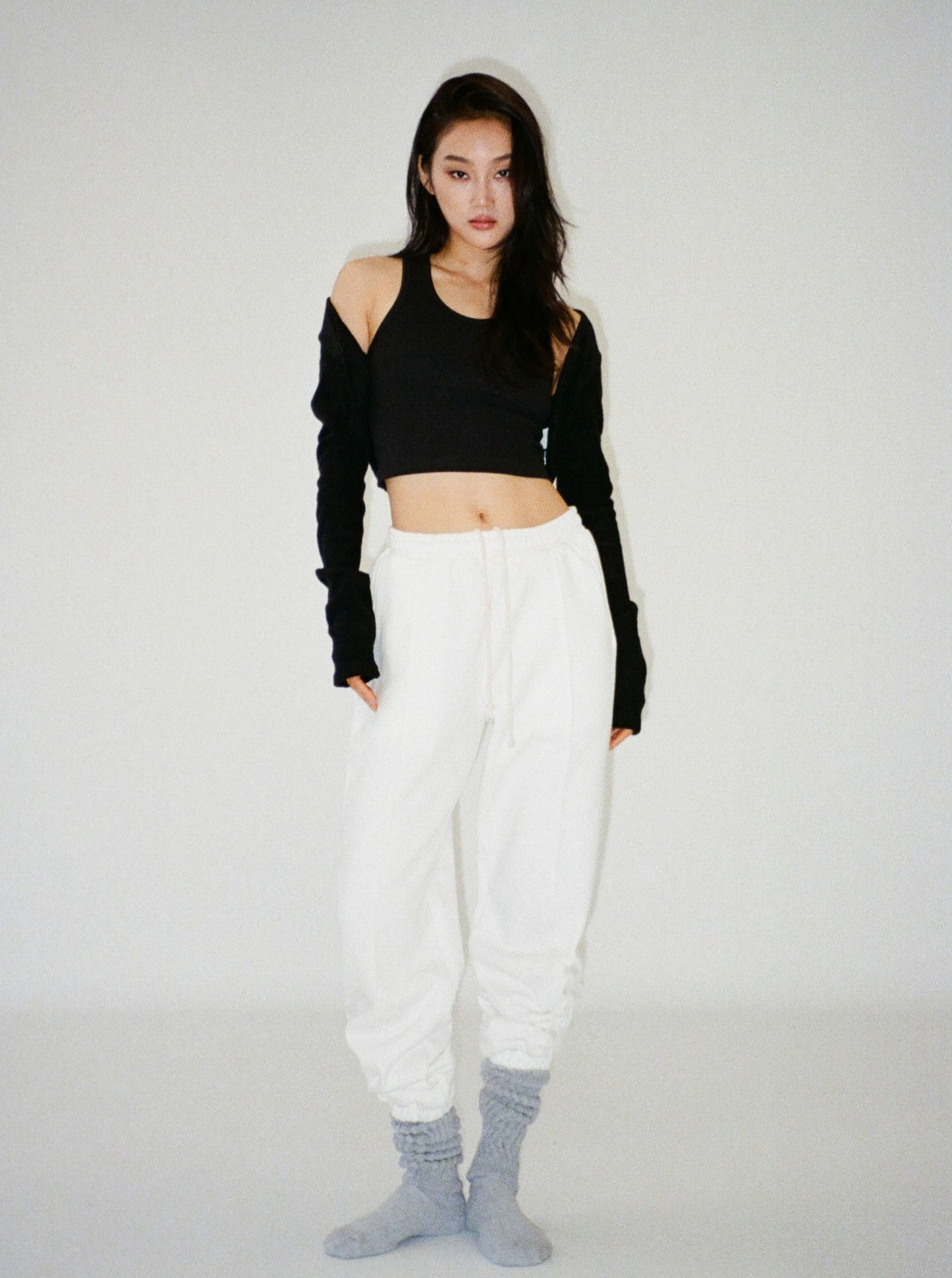 MARION oversized pintuck sweatpants - powder white