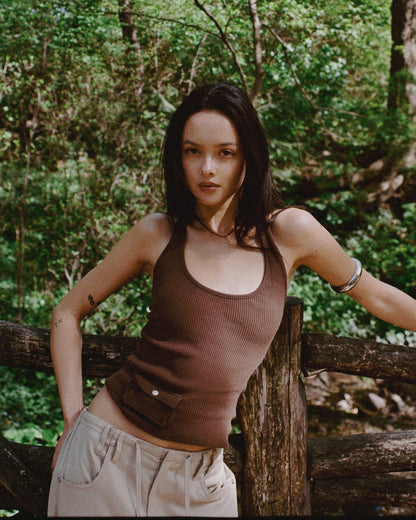 POCKET tank - chocolate brown