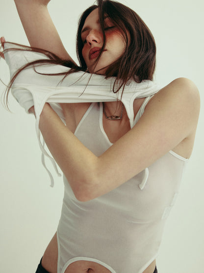 PURA sheer mesh layer tank - blanc