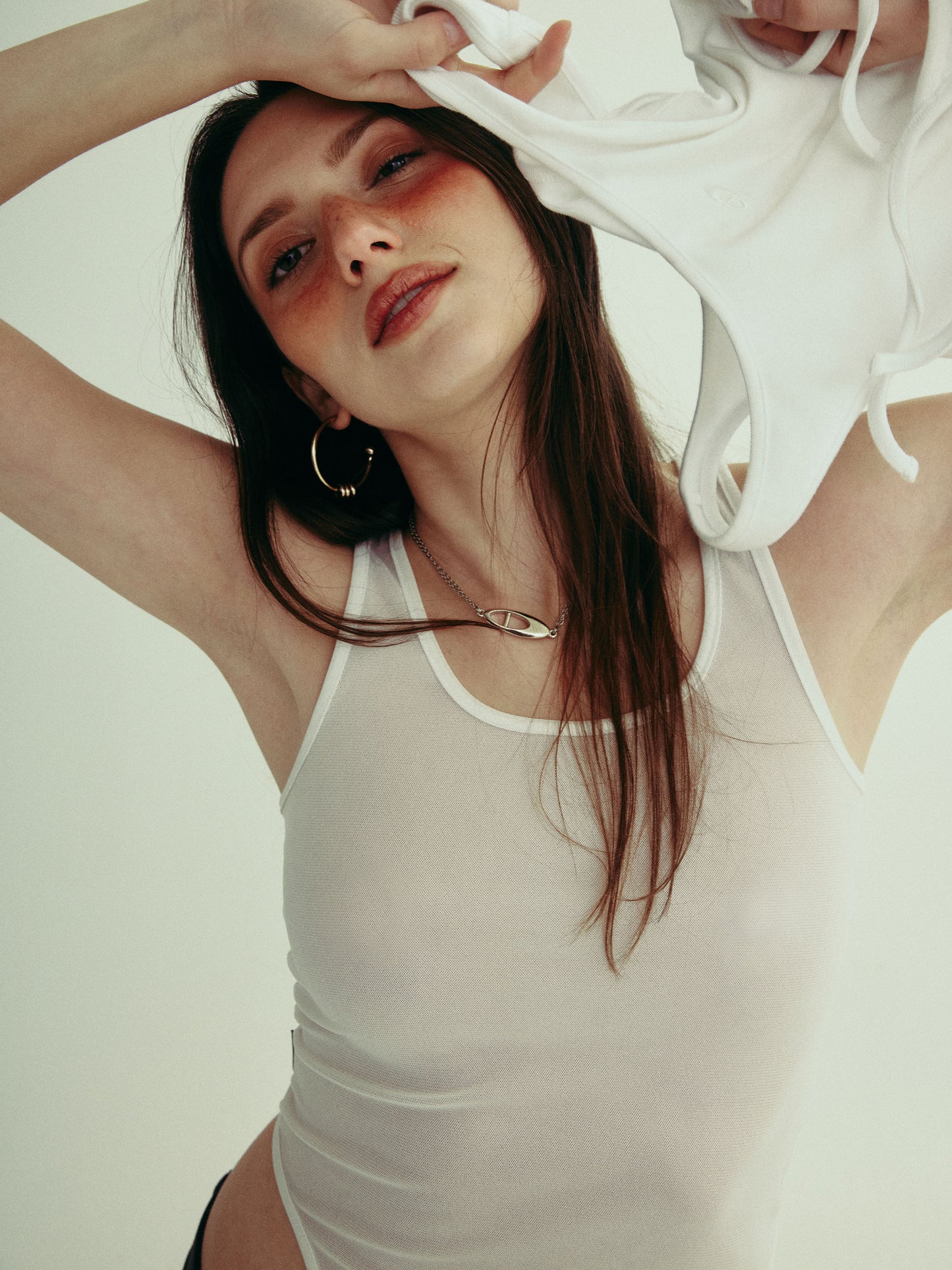 PURA sheer mesh layer tank - blanc