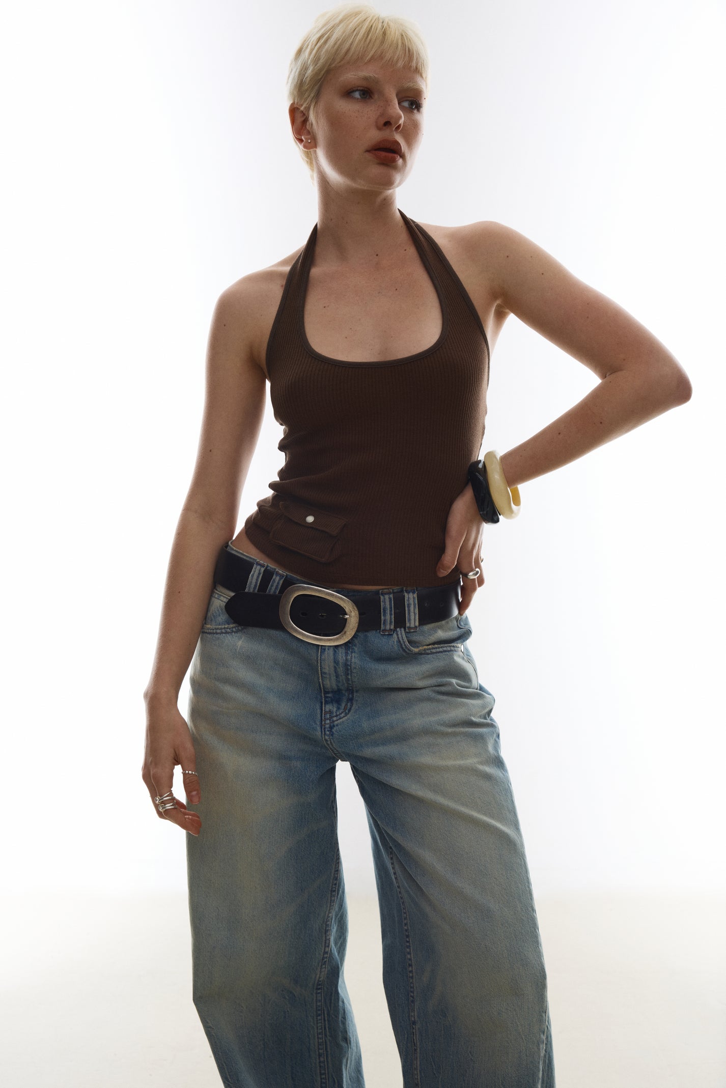 POCKET tank - chocolate brown - uniform person