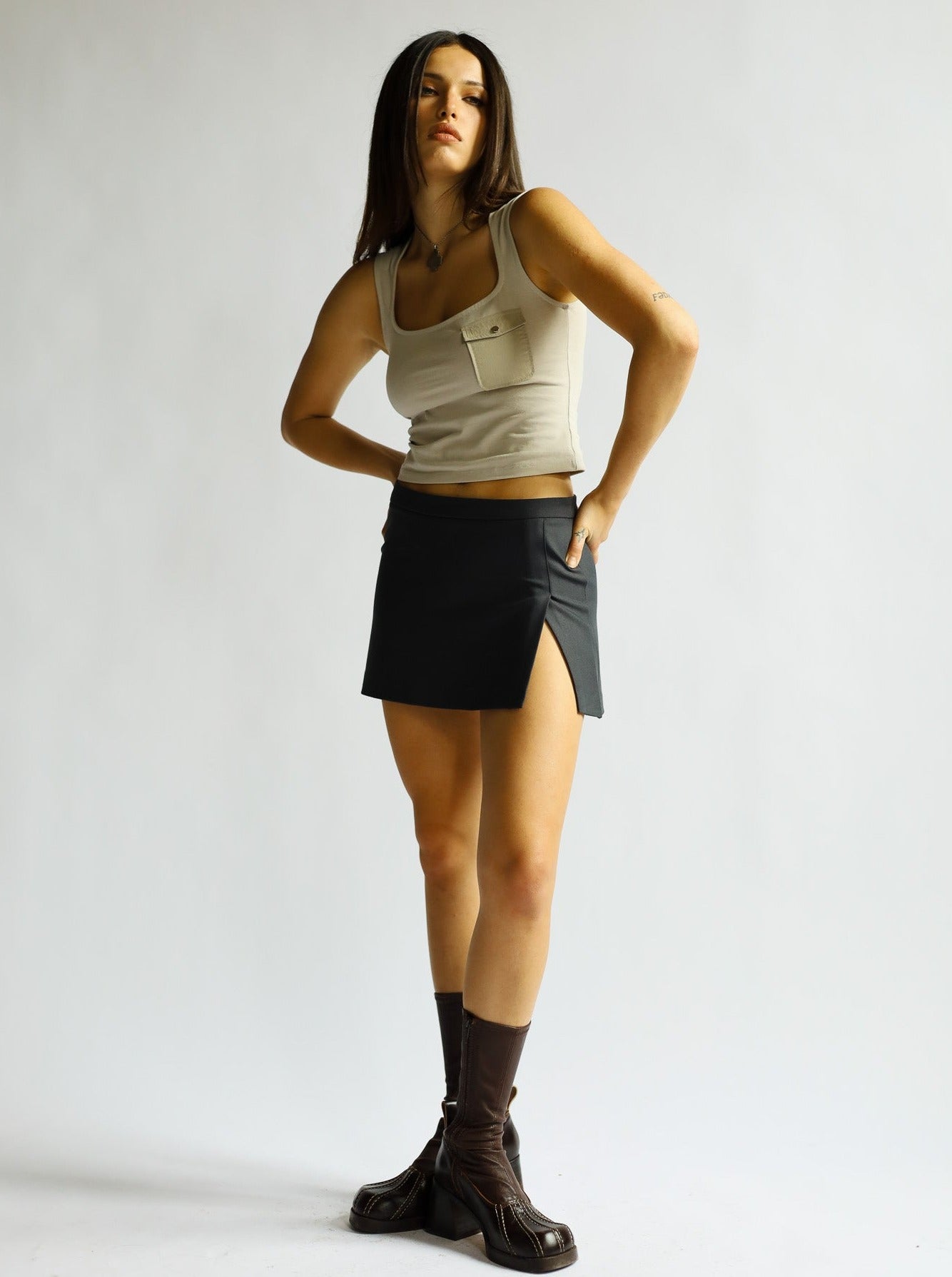 UNIFORM mini skirt - uniform grey