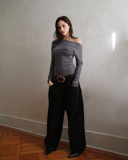 HINA corduroy pants - Patina Black - uniform person