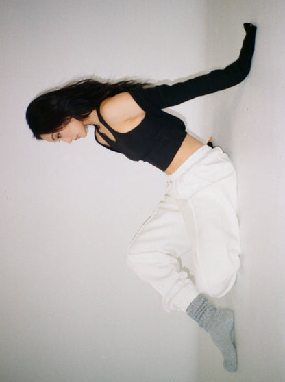 MARION oversized pintuck sweatpants - powder white