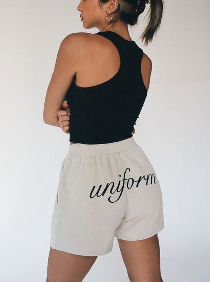 UNIFORM corduroy shorts - cream