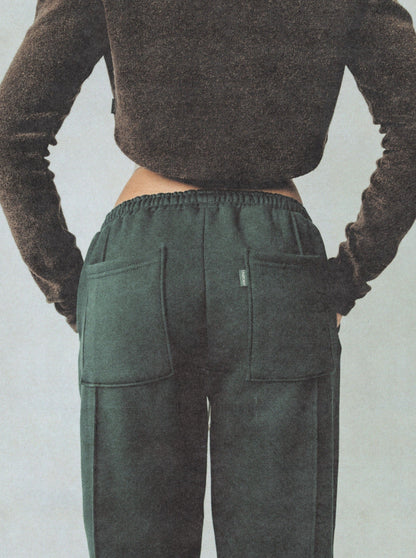 MARION oversized pintuck sweatpants - hunter green