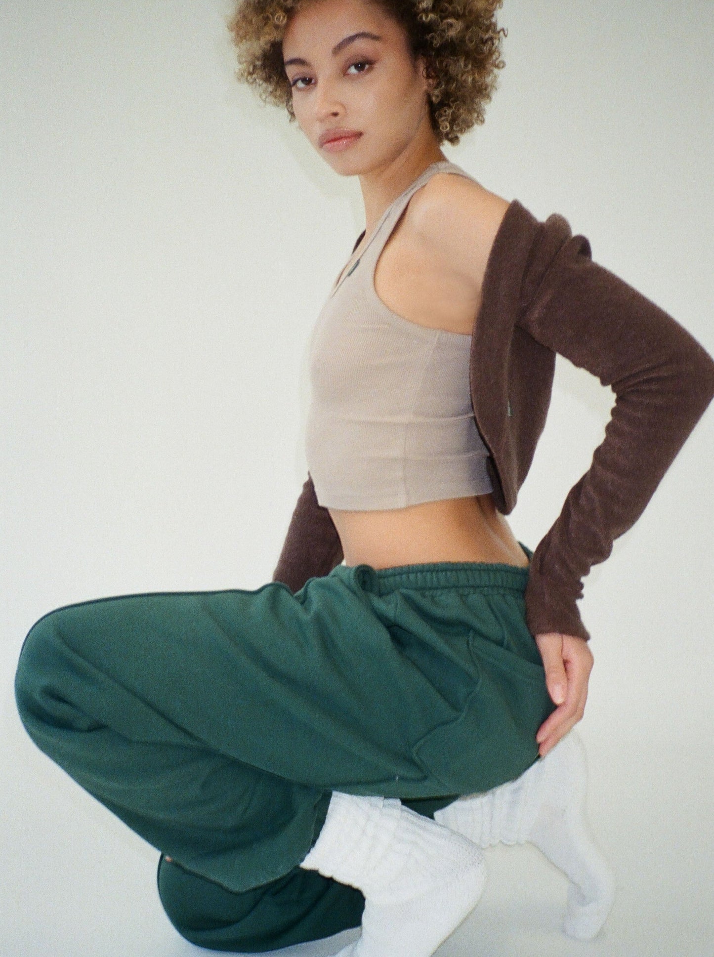 MARION oversized pintuck sweatpants - hunter green