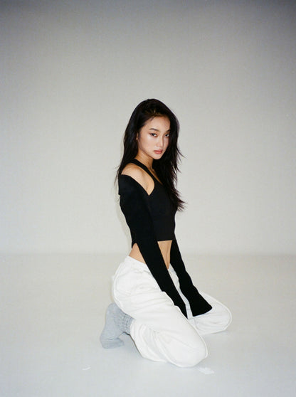 MARION oversized pintuck sweatpants - powder white