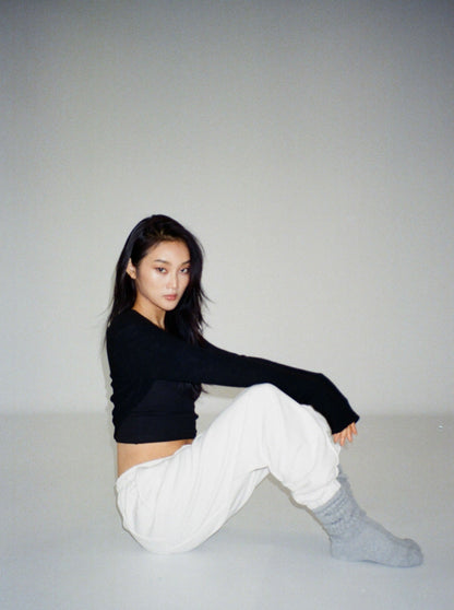 MARION oversized pintuck sweatpants - powder white