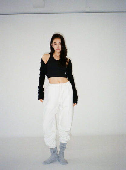 MARION oversized pintuck sweatpants - powder white